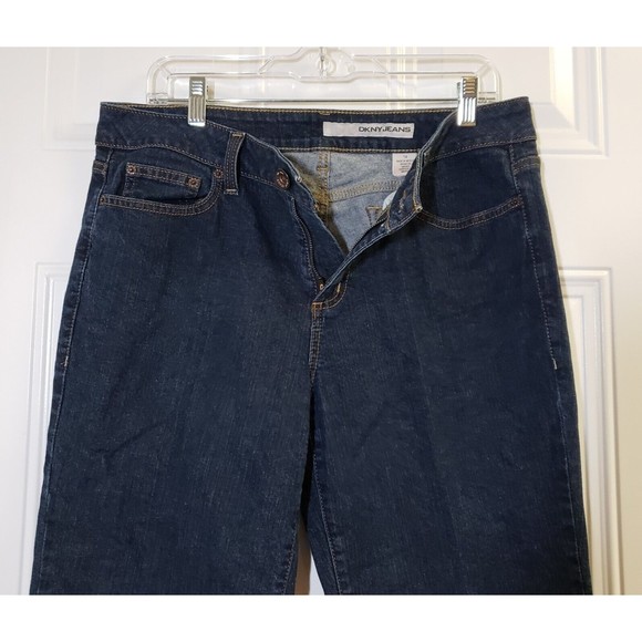 DKNY Jeans Short Ankle Crop Womens Size 14 Dark Wash 26 Inseam Straight Leg EUC - Picture 4 of 9